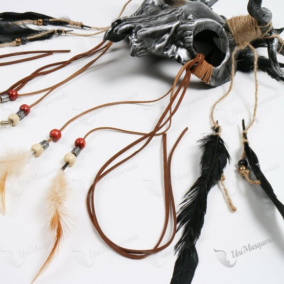 Black Silver Deer Horn Animal Skull Masquerade - Picture 4 of 6